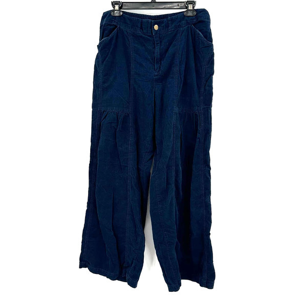 Soft Surroundings size Medium blue 100% cotton corduroy loose fit pants - Picture 1 of 4